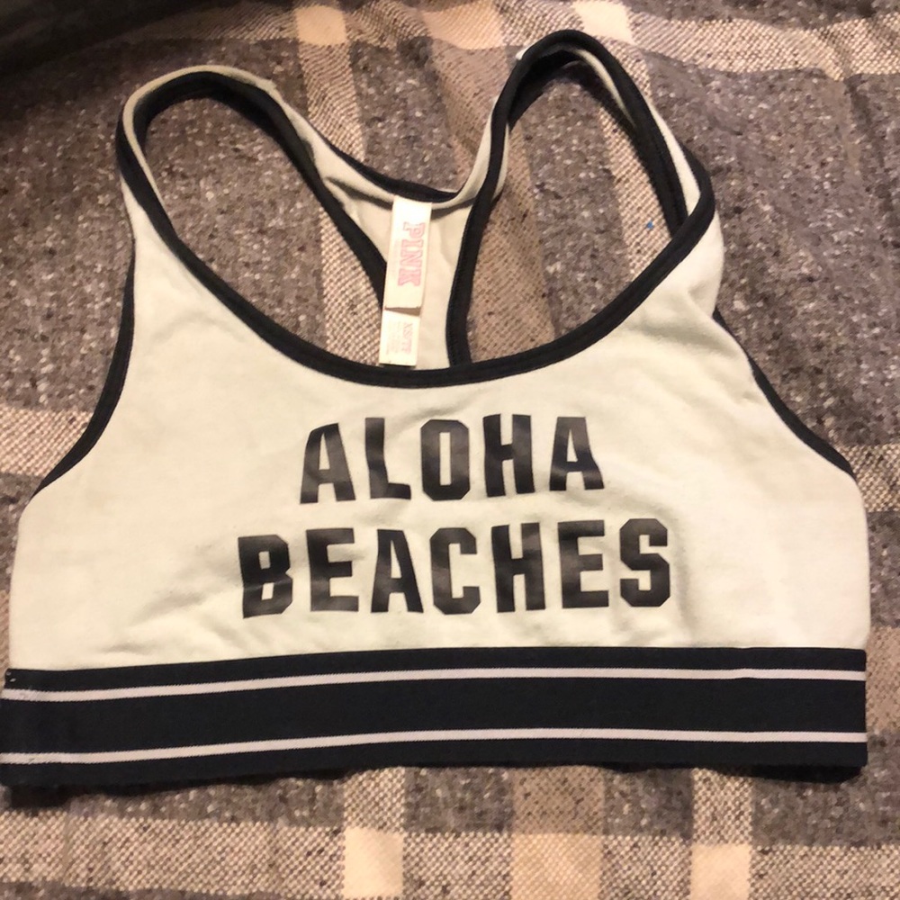 Pink racer back sports bra